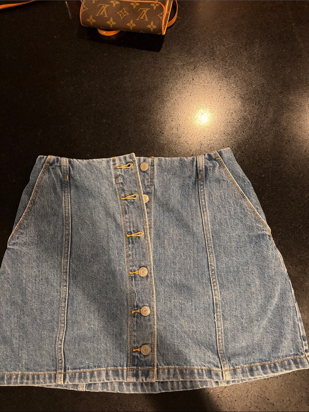 We the Free Button-Front Denim Mini Skirt - Light Blue